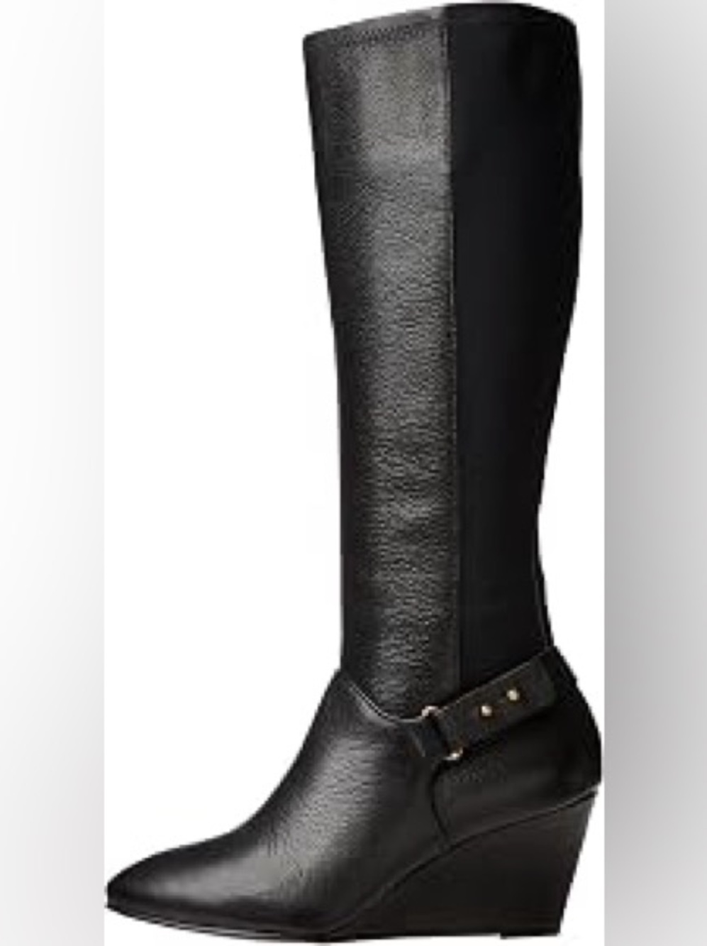 Steve Madden Jaden Black Leather Knee High Boot with wedge size 8 women's